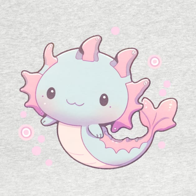 Pink and Blue Pastel Axolotl Cute by peachycrossing